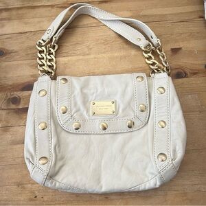 Michael Kors Ivory Gold Studded Shoulder Hobo Bag
